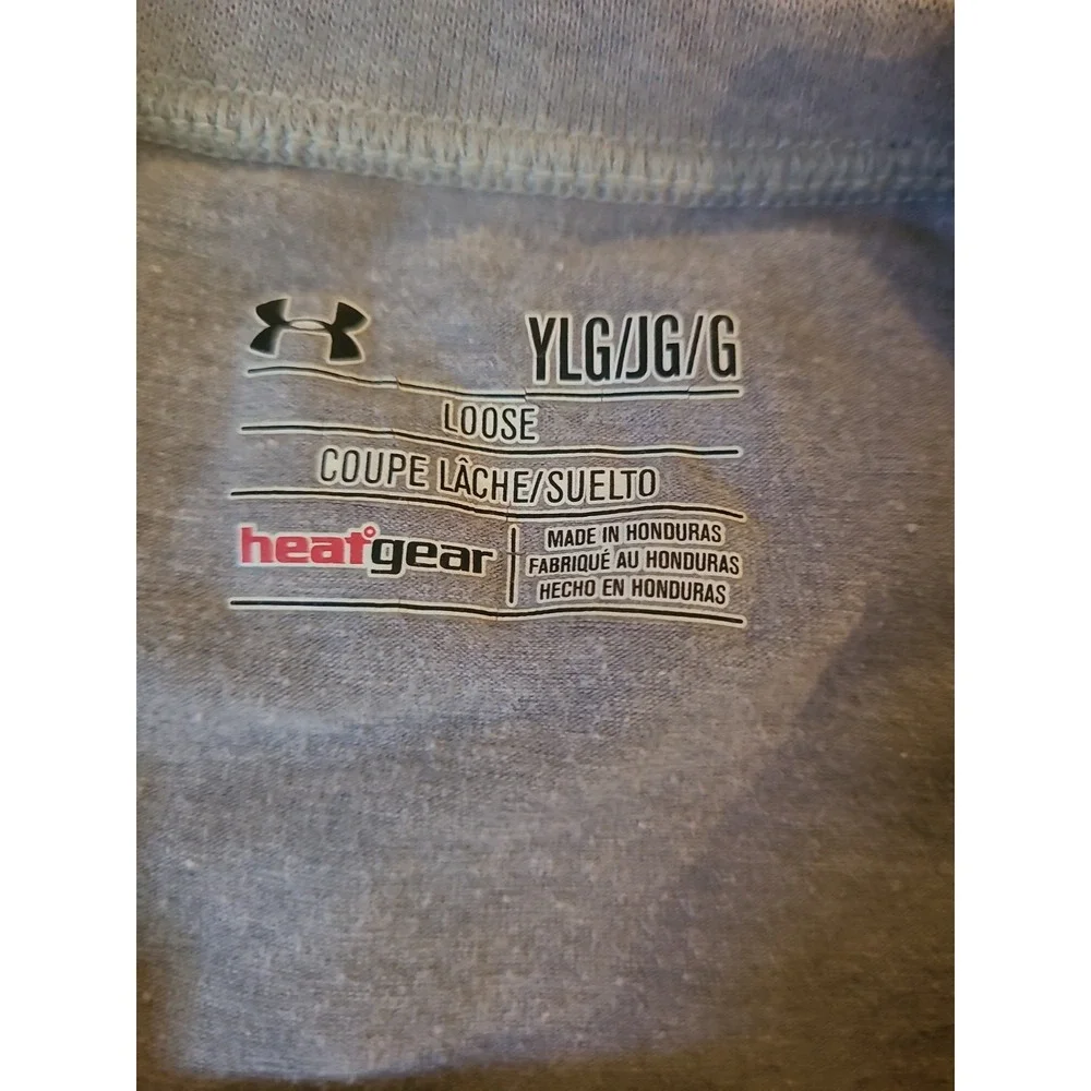 Under Armour Heatgear baseball flag t shirt boys Youth large Gray